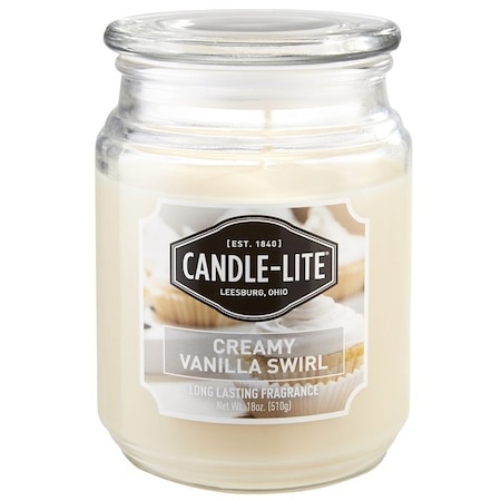 Candle-Lite Jar Candle, Creamy Vanilla Swirl Fragrance, Ivory Candle, 70 to 110 hr Burning 3297553