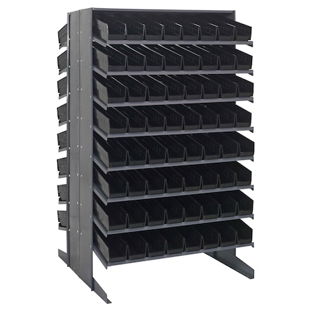 Quantum Storage Systems DOUBLE SIDED PICK RACK W/128 BLACK BINS QPRD-103BK
