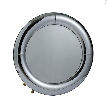 Homeroots 32" Silver Round Curved Frame Accent Mirror 485011
