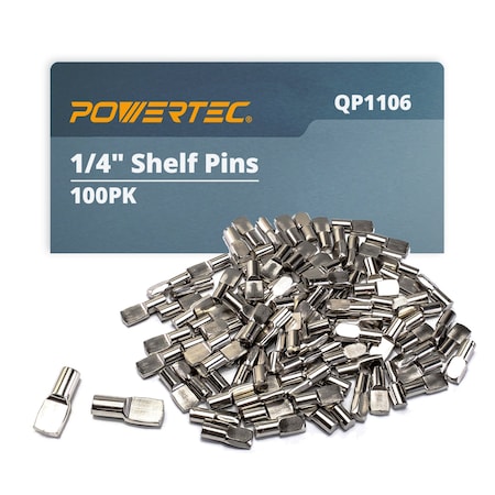 Powertec 1/4 in Shelf Pegs, Spoon Shaped Shelf Pins Support Pegs, 100 PCS, 100PK QP1106N