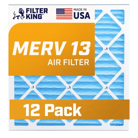 Filter King 20x20x2 Pleated Air Filter, Standard Capacity, Synthetic, MERV 13, 6 PK FK20X20X2-M13-6