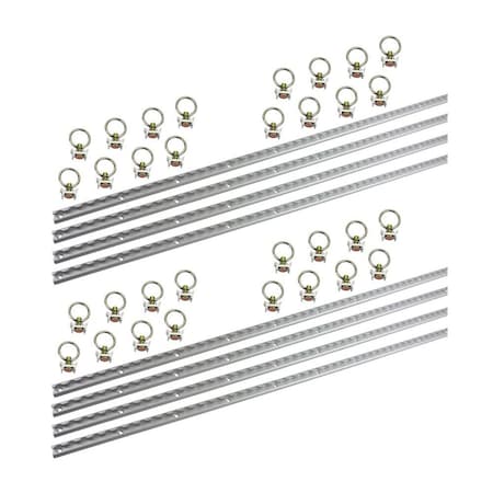 Mytee Products 4 Foot Aluminum L-Track 8 and Stud with Stainless Steel Ring 32 LTK4x8-LTKSx32