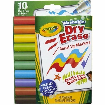 Crayola Washable Dry Erase Markers, Chisel Tip, 10PK 587733