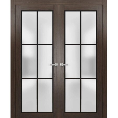 Sartodoors Solid French Double Doors Frosted Glass Planum 2122 84x96 (2* 42x96) Solid Core Modern Interior PLANUM2122DD-CA-84 x 96 (2* 42x96)-Butterfly