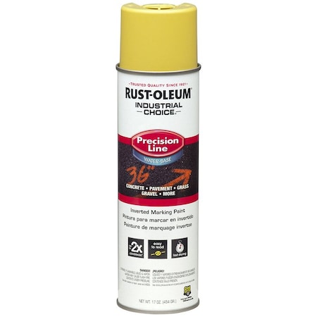 Industrial Choice 17 Oz Rust-Oleum Brands High Visibility Yellow Precision Line Marking Paint, Water-Based 203034