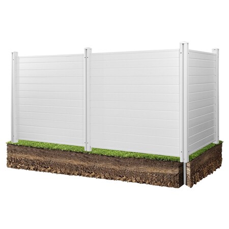 Vevor 3 Panels Vinyl Privacy Screen with Galvanized Metal Stakes 50x50 in White TJ-SKU2