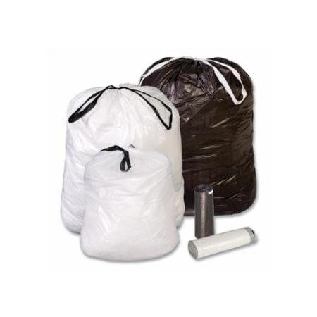 Pitt Plastics Draw-Tuff Trash Can Liner, 12 gal, 0.7 mil, 24 in W x 28 in H, White, 12PK 879-DT12GALW