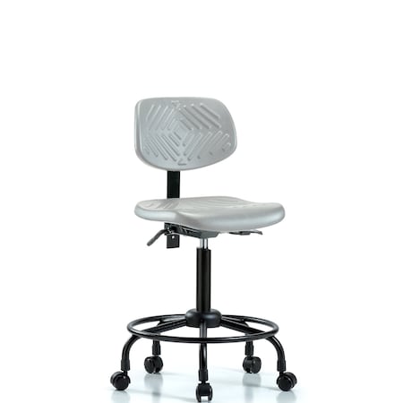 Blue Ridge Ergonomics Polyurethane Chair Round Tube Base - Medium Bench Height with Casters in Gray Polyurethane PMBCH-RT-T0-A0-RC-GRY