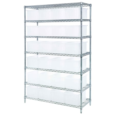 Quantum Storage Systems WIRE SHELVING UNIT W/ 24 RED DIVIDABLE GRIDS WR7-92080RD