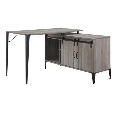 Homeroots 48" Gray and Black L Shape Writing Desk 491499