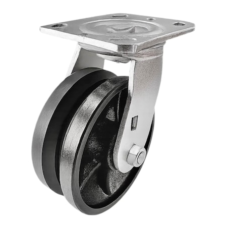 Hyw Products Heavy Duty Caster 5in V-Groove Wheel, Swivel 40-50S-A1-VG