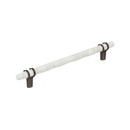 Amerock Carrione 8 inch 203mm Center-to-Center Marble White/Oil-Rubbed Bronze Cabinet Pull BP36663MWORB