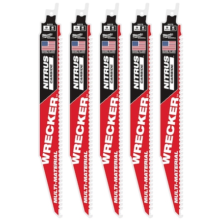 Milwaukee Tool 9 in. 6 TPI SAWZALL THE WRECKER with Nitrus Carbide Multi-Material Reciprocating Saw Blade 48-00-5572