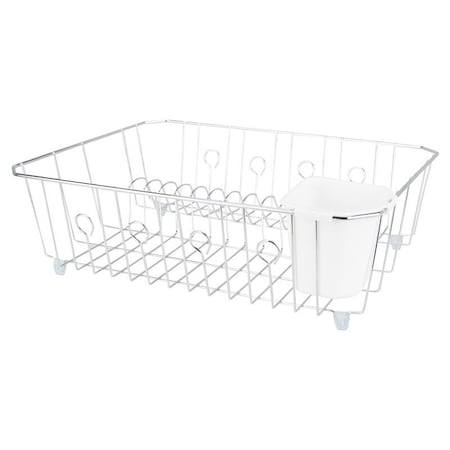 Simple Spaces Dish Drainer with Cutlery Basket, 20 lb Capacity, 18 in L, 13-1/2 in W, 5-1/2 in H, Steel JI-25C-3L