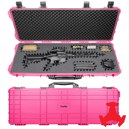 Eylar 44in Hard Rifle Case Equipped With Ragar Reconfigurable & Reusable XP Crosslinked Foam Insert SA00008-PNK-RG-XP