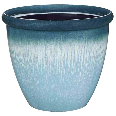 Landscapers Select Egg Rim Planter, 15 in Dia, 12-1/2 in H, Round, Resin, Blue, Blue Drip PT-S010