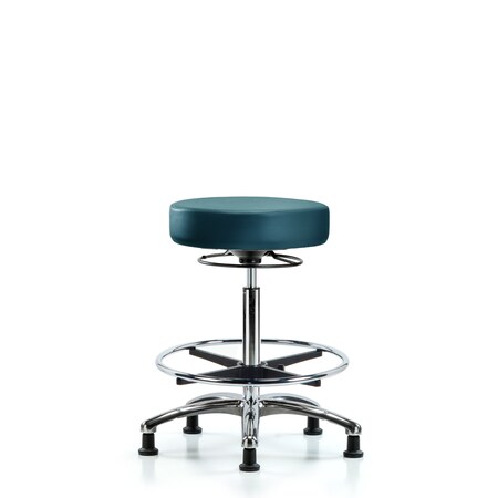 Blue Ridge Ergonomics Vinyl Stool, Chrome, High Bench, Foot Ring, Glides, Royal BR-VHBSO-CR-CF-RG-8801