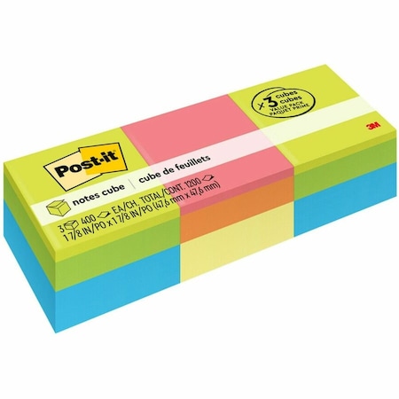 3M Post-it Notes Mini Cubes, 2 x 2 Size, 400 Sheets/Pad, 3 Cubes/Pack 20513PK