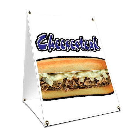 Signmission Cheesesteak, 24 Inch x 18 Inch A-frame Yard Sign, Plastic Sign SBC-1824-Cheesesteak