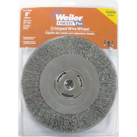 Weiler Vortec 8'' Crimped Bench Grinder Wire Wheel 36006
