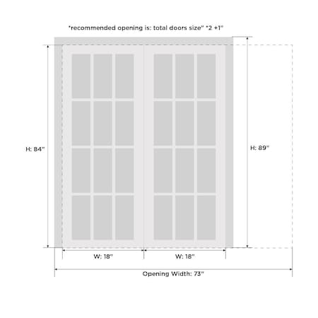 Sartodoors Double Pocket Interior Door, 36" x 84", White QUADRO4112DP-WS-3684