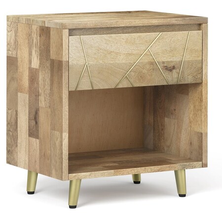 Homeroots 24" Natural Solid Wood Two Drawer Nightstand 640742