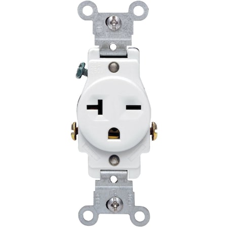 Leviton 20A White Heavy-Duty 6-20R Grounding Single Outlet S12-05821-0WS