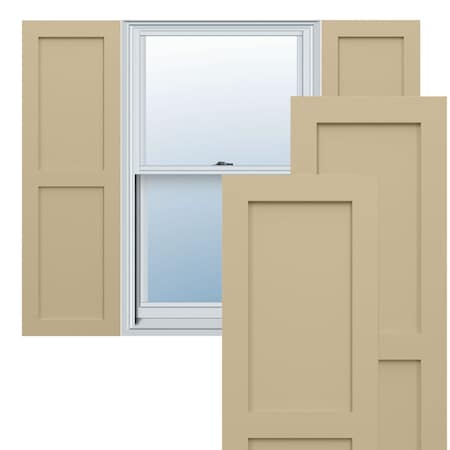 Ekena Millwork True Fit PVC Two Equal Flat Panel Shutters, Natural Twine, 18W x 60H, PR TFP101FPF18X060NT