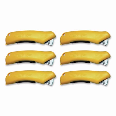 Crewsafe X-traSafe CU Safety Utility Knife, Plastic Handle, Yellow, 6PK XSCU03101/02201