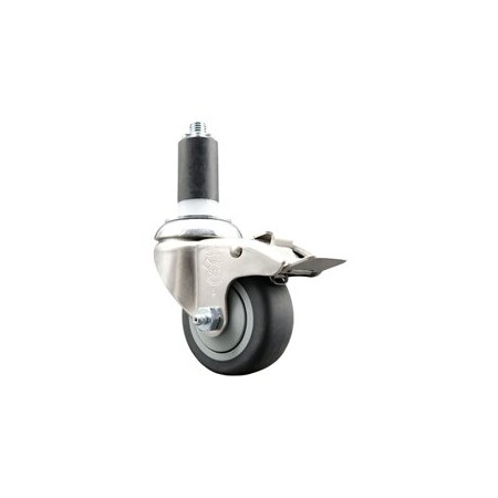 Service Caster 3 Inch 316SS Thermoplastic Rubber Swivel 1-3/8 Inch Stem Caster Lock Brake SCC SCC-SS316TTLEX20S314-TPRB-138