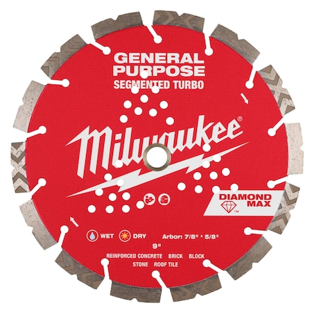 Milwaukee Tool 9" DIAMOND MAX Segmented Turbo, General Purpose Diamond Blade 49-93-9009
