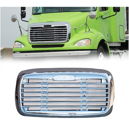 Mytee Products Chrome Bumper Cover Grille w/Bug Screen for Freightliner Replaces A17-15107-000 GRILLE-FCOL-0008-KIT