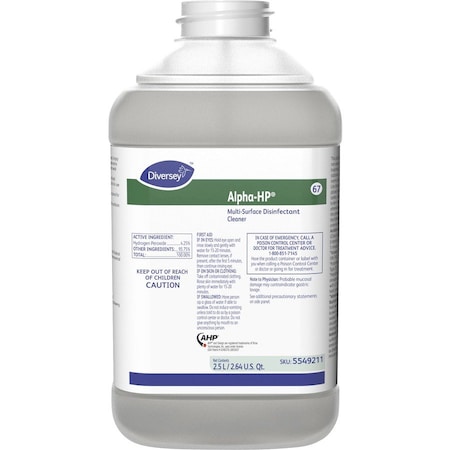 Diversey Cleaner and Disinfectant Concentrate, 2.5L Bottle, Unscented, 2 PK 5549211