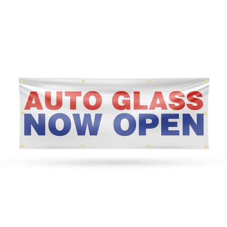 Signmission Auto Glass Now Open, 36 Inch x 96 Inch, Vinyl Banner B-96-30469