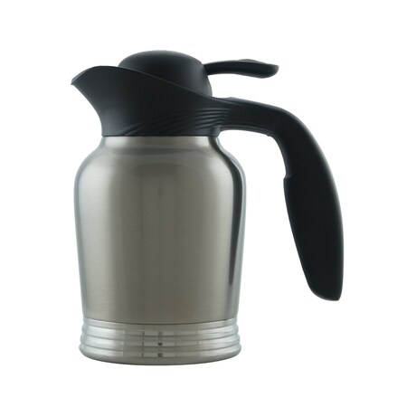 Service Ideas Ergoserv Carafe, Vacuum Insulated, 0.6 Liter, 20 oz, Stainless/Black 10-00006-000