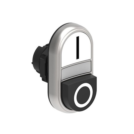 Lovato Illum. Dble P.B.1 Flush & 1Ext Plastic Moment. W/'I-O' White/Black, 5PK LPCBL7224