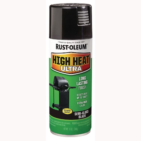 Rust-Oleum High Heat Enamel Spray Paint, Semi-Gloss Black, 12 oz Aerosol Can 241169