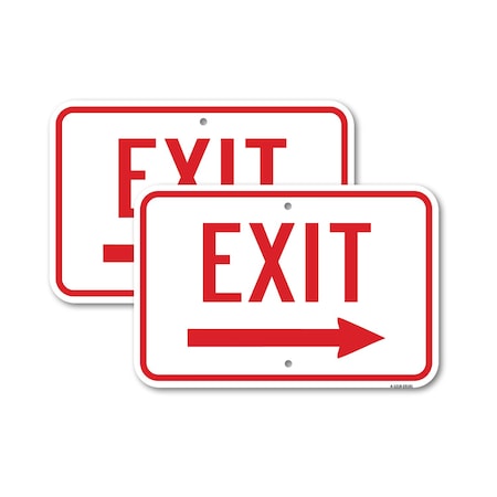 Signmission Exit Sign, Heavy Gauge Aluminum, 12 in W, 18 in H A-1218-2PACK-25181