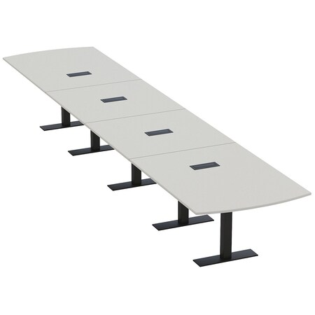 Skutchi Designs 18ft Arc Rectangle Conference Table With Power | Harmony Series | 18 Person Meeting Room Table HAR-AREC-48X216-T.BK-U779-EBLK