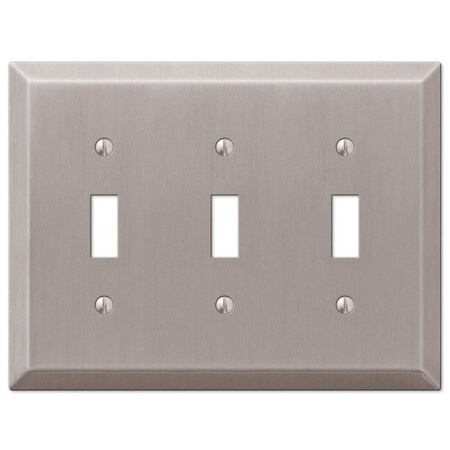 Amerelle Century Wallplate, 4-15/16 in L, 6-1/2 in W, 3 -Gang, Steel, Brushed Nickel 163TTTBN