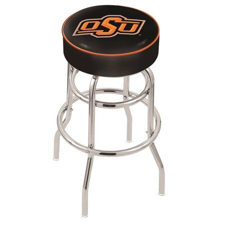Holland Bar Stool Co 30" Oklahoma State Cushion Seat, 2-Ring Chrome Swivel Bar Stool L7C130OKStUn