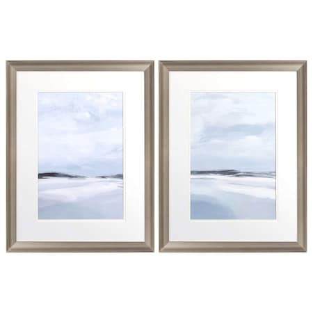 Homeroots Set Of Two Cirrus Cloud Beach Silver Framed Print Wall Art, 2PK 521557