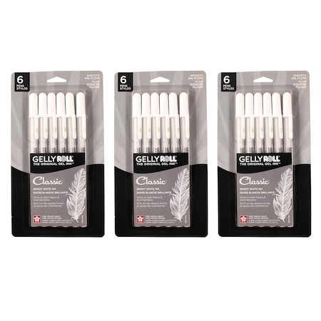 Sakura Classic Gel Pens, Assorted Sizes, White, 3PK 57461