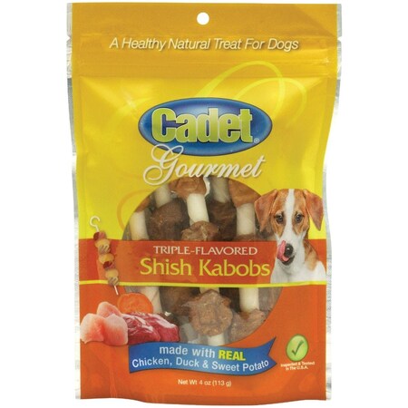 Cadet 5'' Gourmet Beef Hide Shish Kabob Dog Treats 4 Oz. C01361