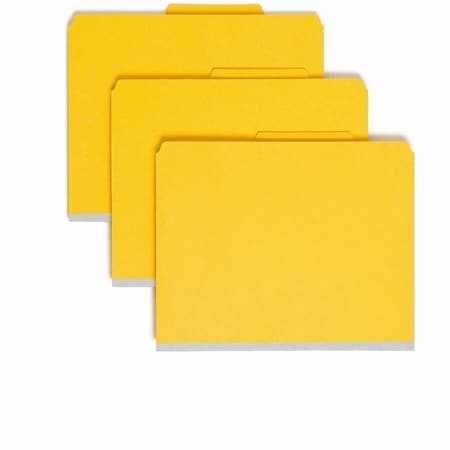 Smead Pressboard Folders with Two Pocket Dividers, Letter, Six-Section, Yellow, 10/Box 14084