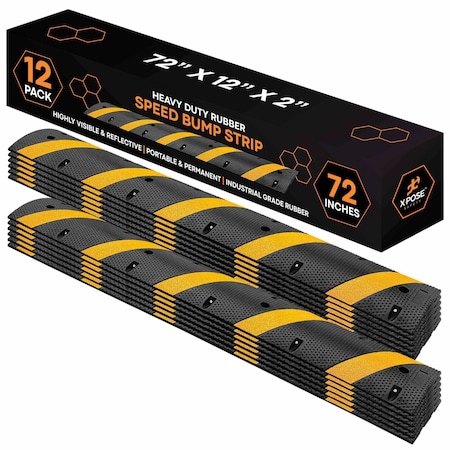 Xpose Safety Rubber Speed Bump 72inL x 12inW x 2inH, 12PK RSH-6-12-X