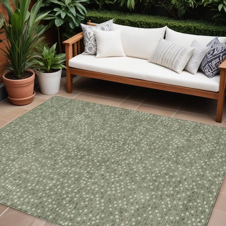 Homeroots 10' X 14' Sage Gray And Ivory Polka Dot Washable Indoor Outdoor Area Rug 599081
