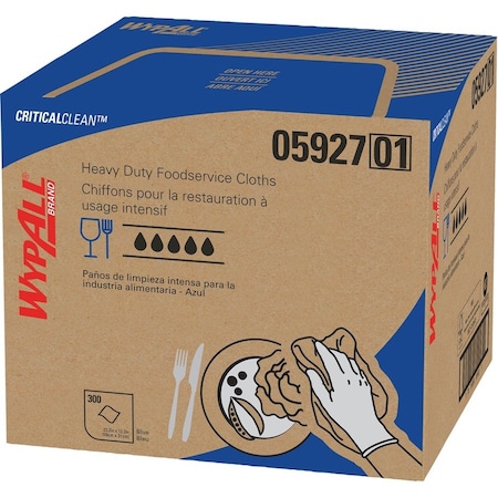Wypall WypAll Critical Clean High Capacity Foodservice Cloths (05927), Quarterfold, Blue, 300 Sheets 05927