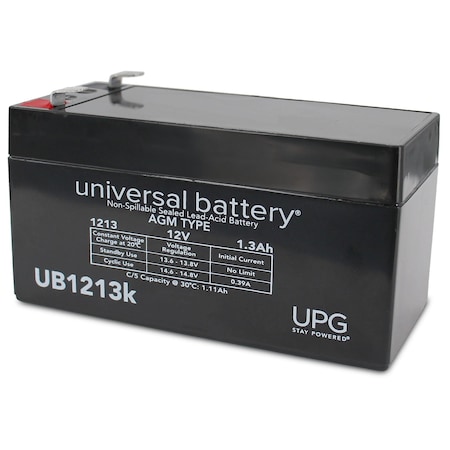 Upg 12V 1.3Ah Faston F1 Sealed Lead Acid AGM Battery for Alarm System, Emergency Lighting UB1213