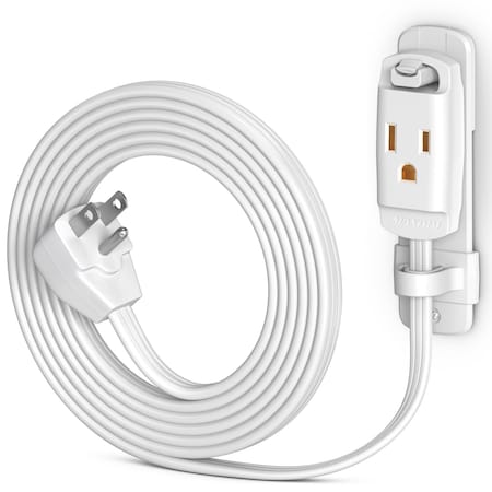 Maximm 4ft 14AWG Heavy Duty AC Extension Cord w/ Wall Clip, White ADW-90-C6F04-14W0-WM